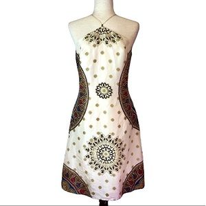 MARIO BALTAZAR 100% Silk Multicolor Cocktail Halter dress 8 M